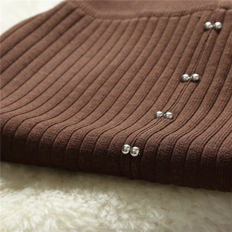 Genayooa юбки-карандаш с высокой талией, женская вязаная юбка с разрезом из бисера, шерстяная облегающая Однотонная юбка-труба, женская элегантная Зимняя юбка
