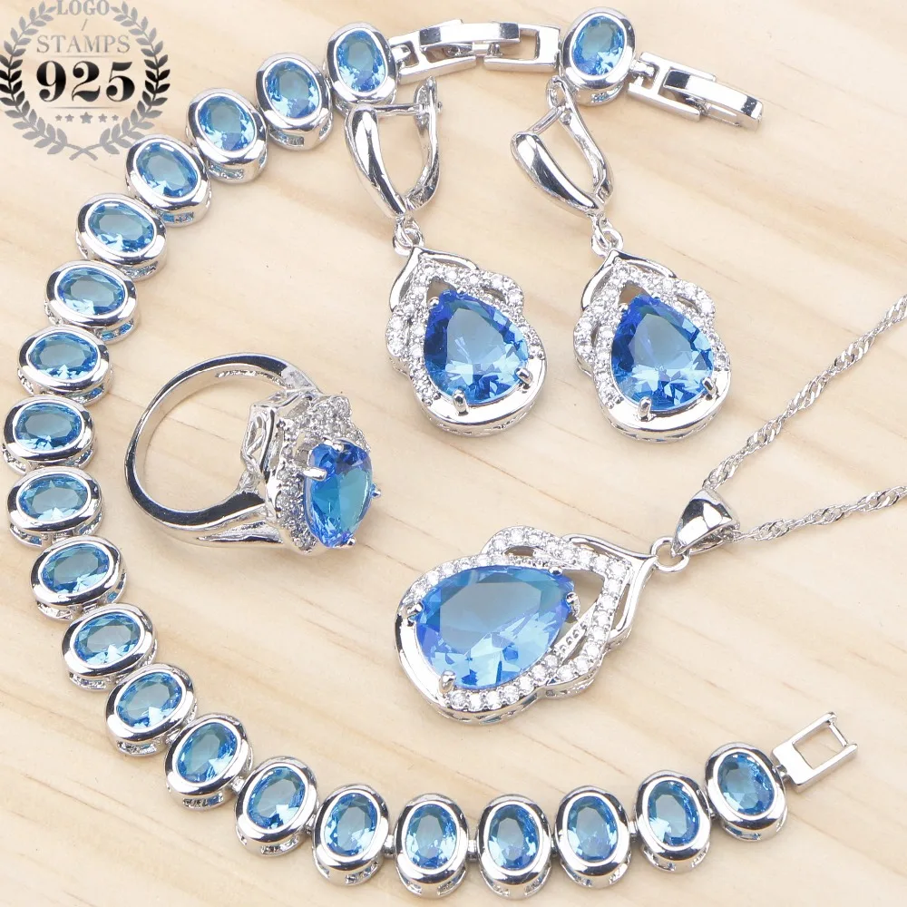 Женский комплект из колье и серёг серебра 925 пробы|wedding jewelry sets|earrings ring setbracelet necklace |