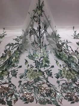 

Nigerian sequin embroidery lace fabric 2020 high quality lace african french lace fabric ladies dress t35711