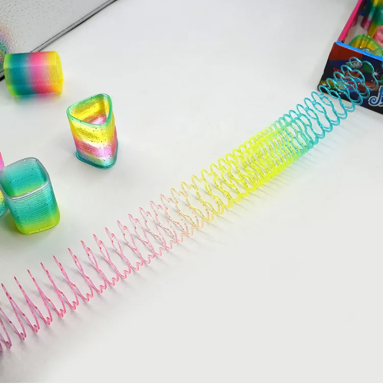 Special Shape Rainbow Ring Children Rainbow Ring Plastic Coil Magic Circle Elasticity School Related Hot Selling Students Toy