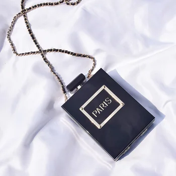 

HOT Transparent Bag Women Acrylic Women Casual Black Bottle Handbags Wallet Paris Party Toiletry Wedding Clutch Evening Bags