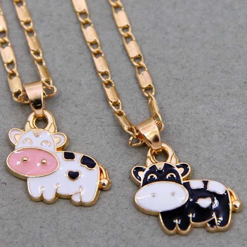 DICOSMETIC 80pcs 2 Colors Cow Shape Charm Golden Farming Pendant Farm Livestock Pendant Cow Charms with Loop Stainless Steel Charm