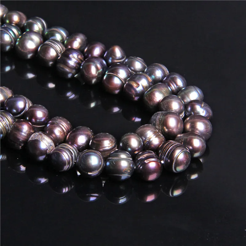 7-8mm Gray Freshwater Round Pearls Beads High Quality Blue Natural