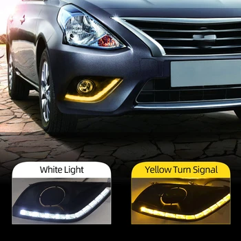 

1 Pair LED Daytime Running Light Sourse DRL Fog Lamp With Turning Signal For Almera Latio Sunny Versa 2014 2015 2016 2017 2018