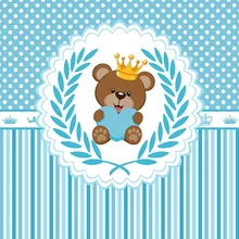 7x5 футов синий мальчик медведь цветы золотая корона ребенок душ горошек Пользовательские фотостудии фоны винил 220 см x 150 см