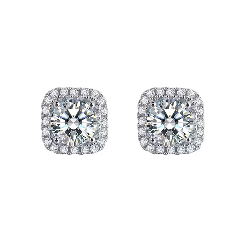 1 Carat Certified Moissanite Stud Earrings For Women Platinum Plating Sterling Silver Diamonds Ear Studs Wedding Fine Jewelry 