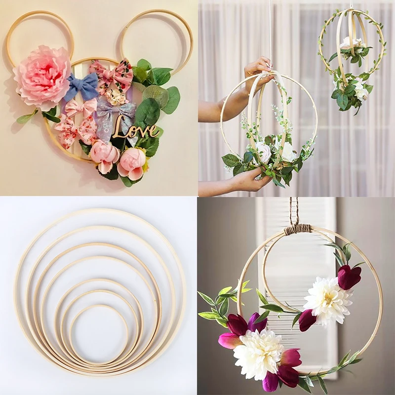 casstaly 100 Pezzi Cerchio Di Anelli Piatti In Legno Non 6 cm Per Artigianato Fai Da Te, Ciondolo Anello E Connettori Fabbricazione