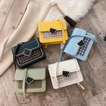 

Chain Plaid Leather Cross Body Bag For Women 2019 Fashion Small Shoulder Bag Casual Women Chain Messenger Bag Flap Bags #15