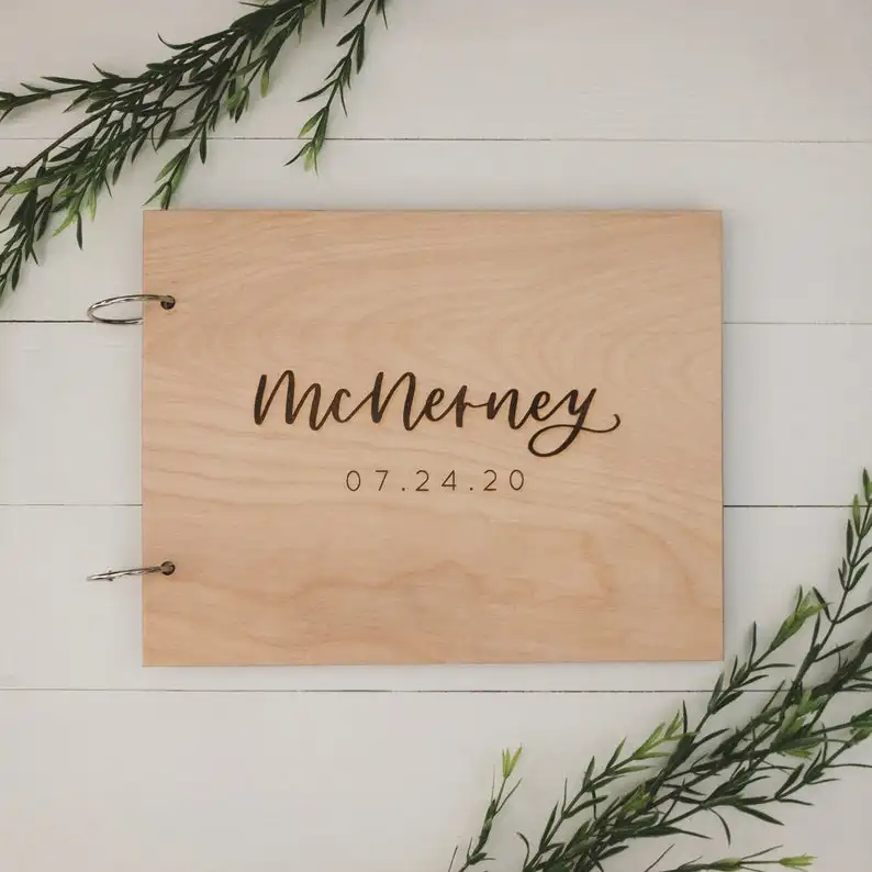 

DIY Wedding Guest Book Personalized Rustic Wooden Guestbook Photo Memory Book Album Anniversary Gift Wedding Souvenirs