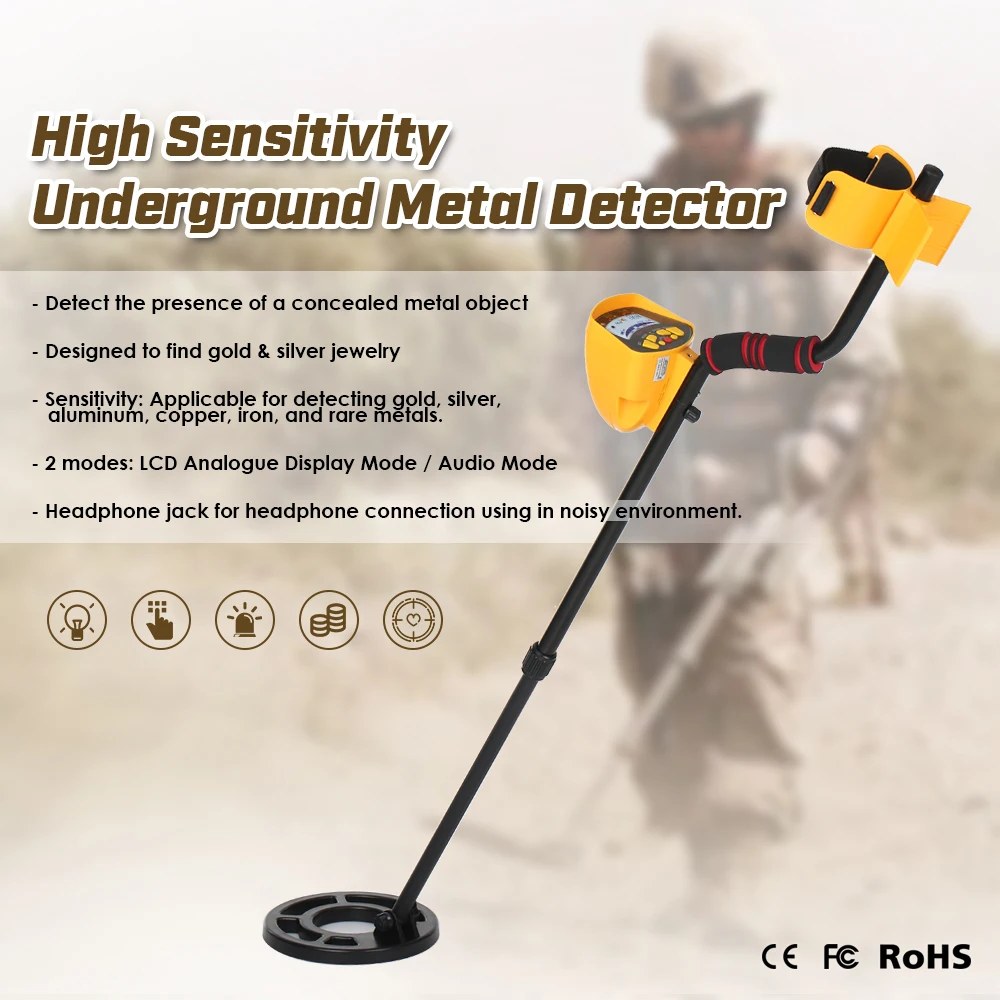 

KKmoon High Sensitivity Professional Underground Pinpoint Metal Detector Gold Digger Treasure Hunter Nugget Detector Finder
