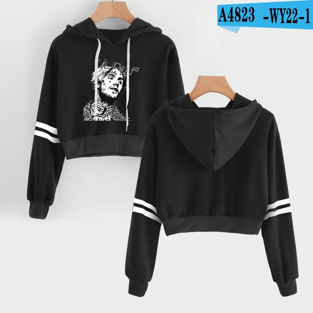 Новейшая модель Aikooki, высокое качество, Lil Peep Navel, Толстовка Harajuku, повседневный модный дизайн, толстовка в стиле хип-хоп, Lil Peep, короткие толстовки, Pullo - Цвет: Black