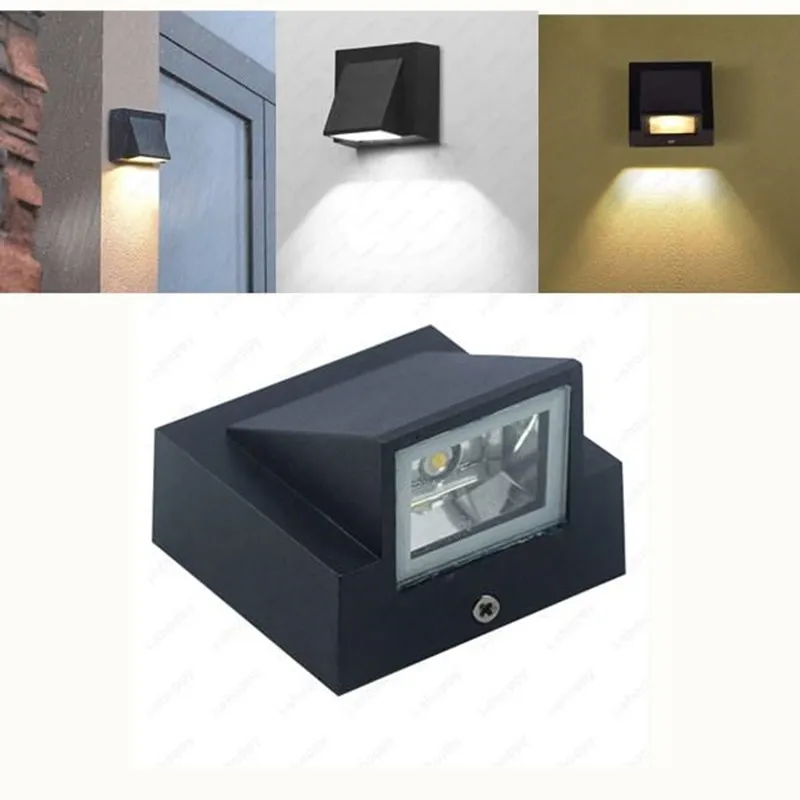 

IP65 Waterproof 5W10W indoor outdoor Led Wall Lamp modern Aluminum Surface Mounted Cube Led Garden Porch Light AC85-265V