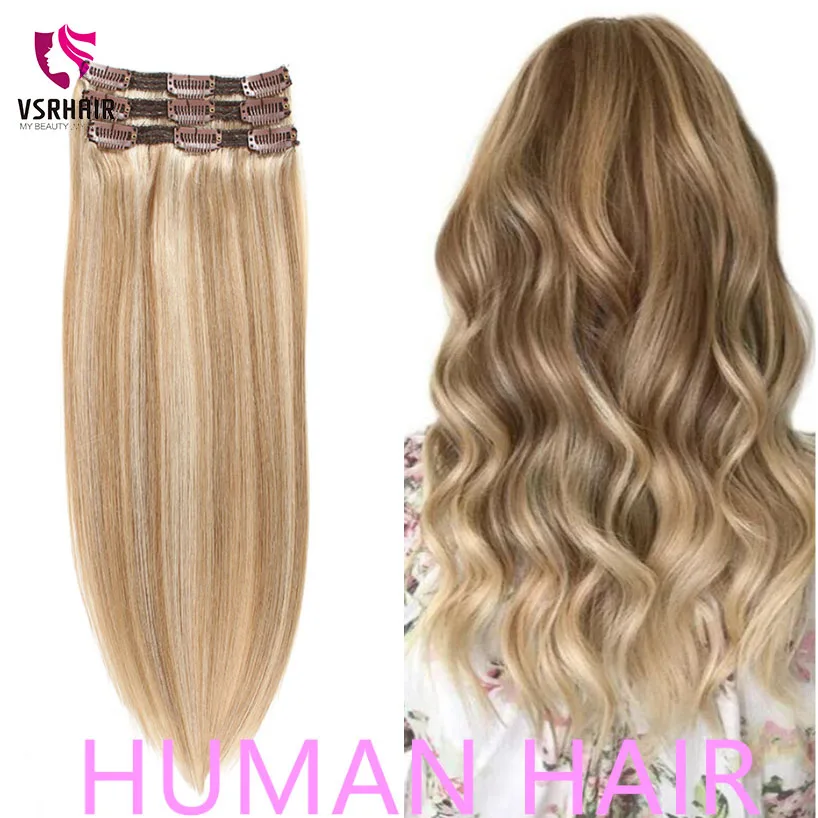 Tanie VSR 60g, 100g, 120g maszyna Remy przedłużanie włosów ludzkie przedłużanie włosów klip Ins łatwe Do stylu 3 sztuk włosy doczepiane Clip in
