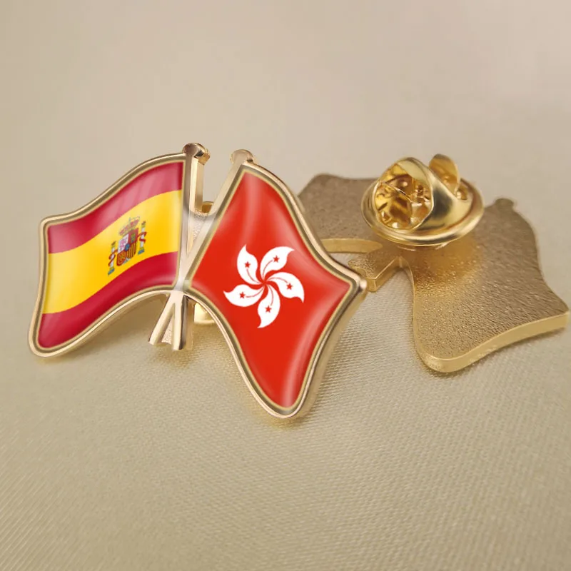 Испания и Hong Kong перекрестные двойной флаг дружбы значков на булавке брошь значки