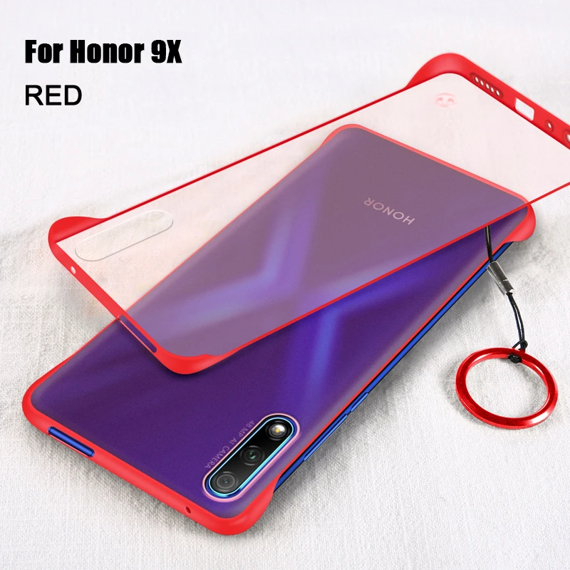 Бескаркасный чехол для huawei Honor 9X Pro чехол Ультратонкий матовый PC противоударный чехол для задней панели для huawei Honor 8X с закаленным стеклом - Цвет: Honor 9X Red