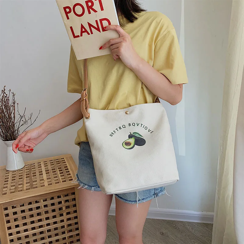 

JIULIN Net red avocado bag summer small fresh 2019 fashion canvas oblique satchel 100 students shoulder bag.