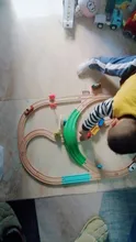 Juego de vías de tren de madera, puente de madera, accesorios de carreras, apto para juguetes educativos de Thomas