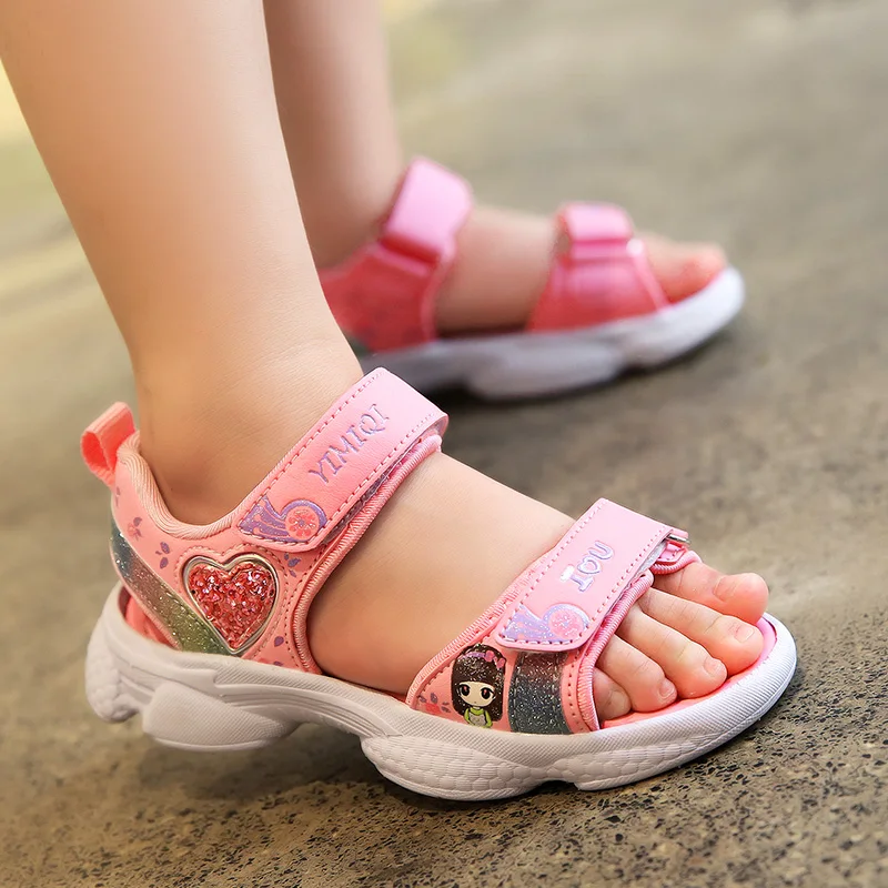Princess Shoe Summer Sandals Ulknn-Girls KIDS Fashion CHILDREN Big Soft-Sole Korean-Style