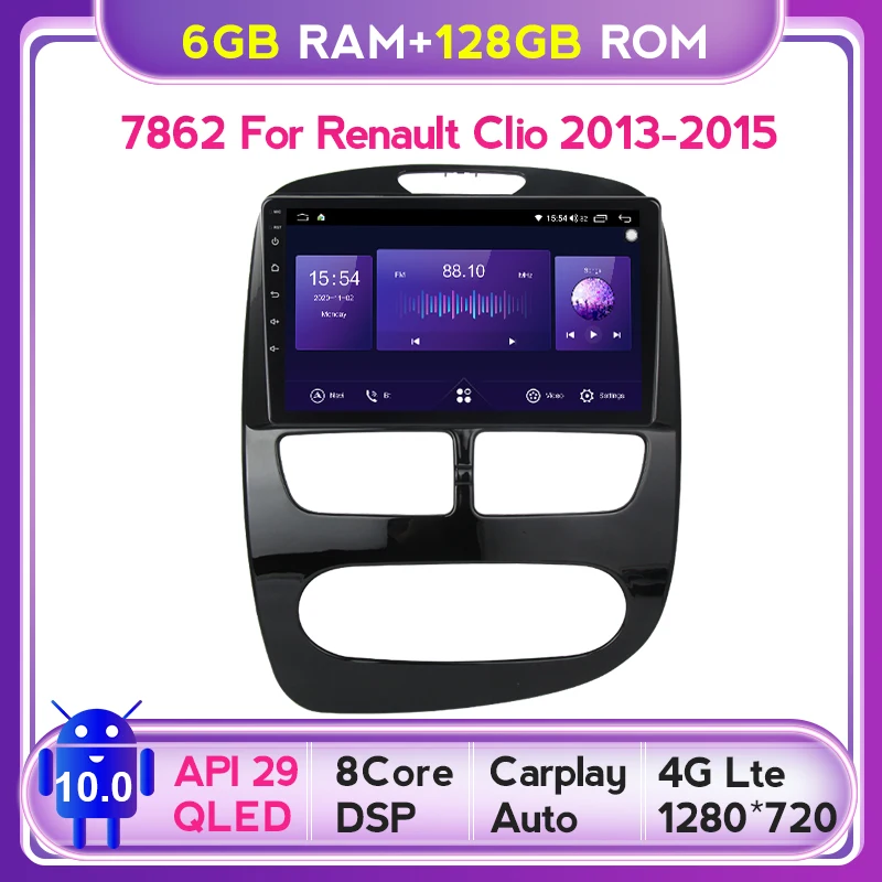 6G + 128G QLED 4G WIFI Android 10 Авторадио 2din автомобильный мультимедийный плеер для Renault CLIO