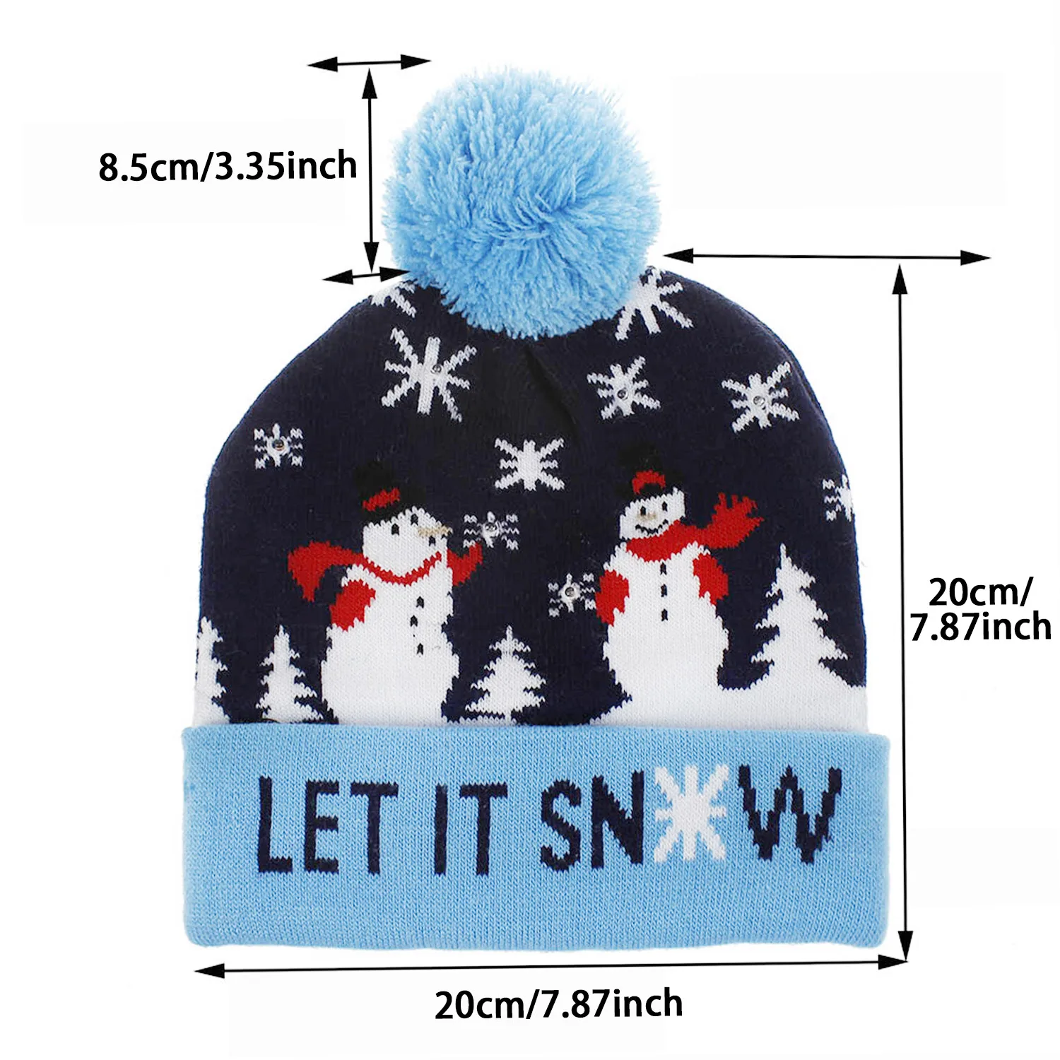 Behogar Unisex LED Light-up Ugly Hat Beanie Knitted Cap with Colorful Lights for Kids Adults Winter Snow Xmas Party Supplies