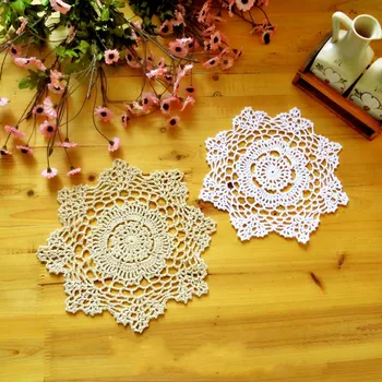 

10 pcs/lot HANDMADE Cotton Lace Vintage Crochet TABLE MAT Drink PAD HOME DECORATION Accessories