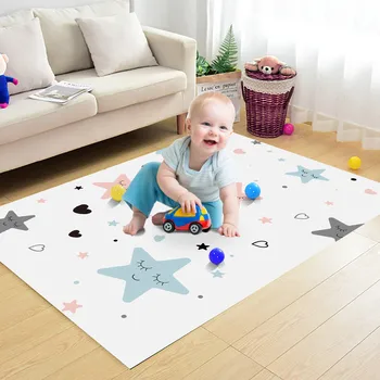 

Star Smile Pattern Soft Floor Children Crawling Play Children's Safe Carpet Simple Style Children's Baby Rugs Flannel Carpet
