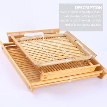 

1Pc Bamboo Tray Hollow-Out Plate Fruit Storage Tray Vegetable Holding Plate