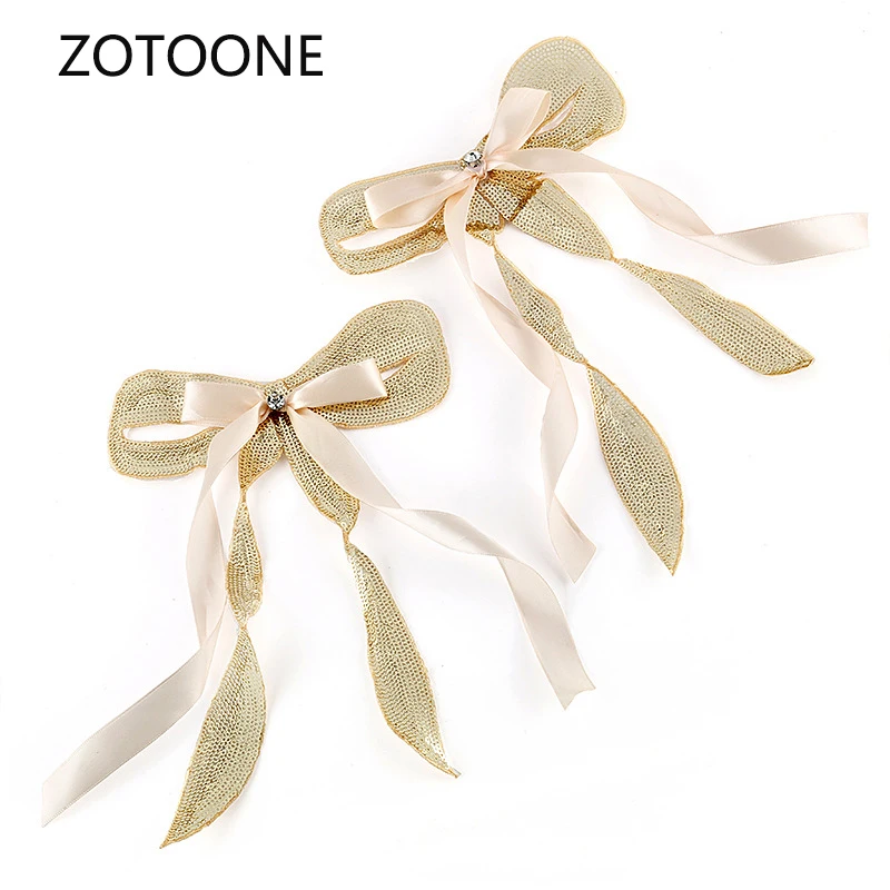 ZOTOONE ручная работа бант ленты патчи пришить на Большой блесток патч для