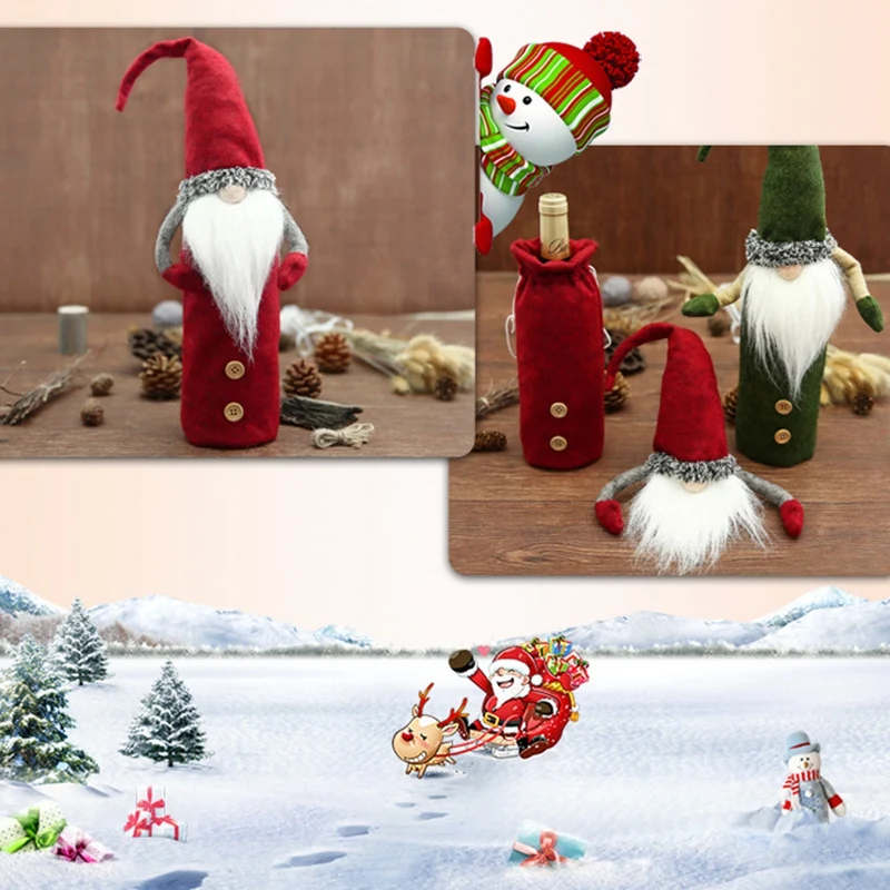 Рождественские гномы винные бутылки крышка, ручной работы шведский Tomte Gnomes винные бутылки топперы Санта Клаус бутылки Сумки с кулиской St