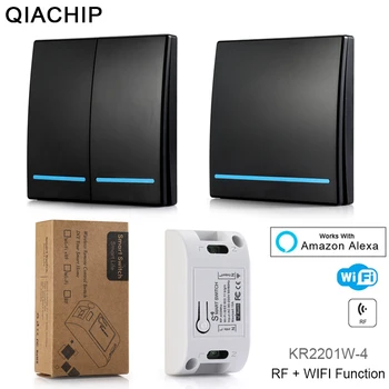 

QIACHIP Wifi 433Mhz Wireless RF Relay Receiver Smart Home Module Lights Switch + Wall Remote Control Switch For Ceiling Lamp