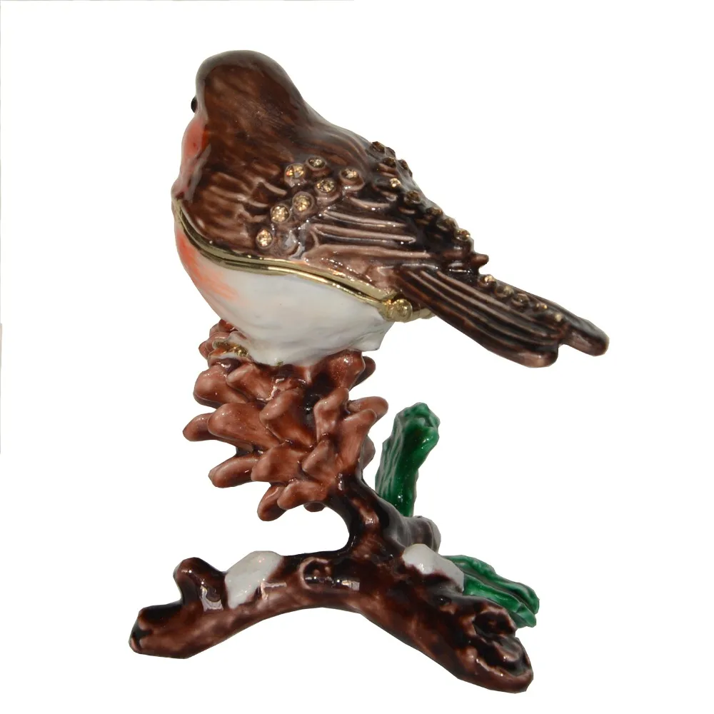 Chickadee на сосновый конус брелок коробка фигурка птицы бижутерия для декорирования коробка Рождественские коллекционные подарки подарок на день рождения