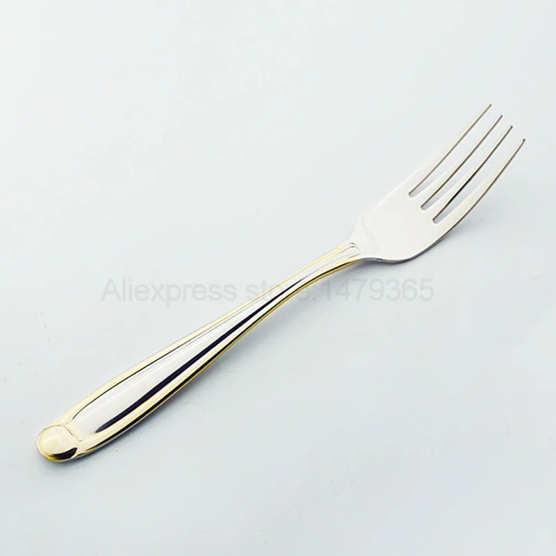 Fork-Gold Набор столовых приборов позолоченная и Серебряная столовая посуда из нержавеющей стали набор зеркальных лаков Золотая столовая ложка Вилка Нож чайная ложка на продажу - Цвет: Fork-Gold