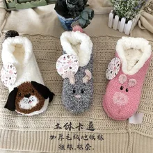 Женские Плюшевые Теплые Носки с рисунком собаки поросенка из мультфильма; теплые хлопковые Забавные милые теплые носки Kawaii Art Happy; Модные Повседневные носки в стиле Харадзюку; Skarpetki