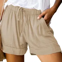 Todos os jogos casual cor sólida elástico cintura solta shorts bottoms feminino shorts de cintura alta para compras