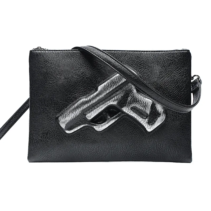 Personality pattern three-dimensional street leather wrist bag Korean version of fashionable men's hand bag