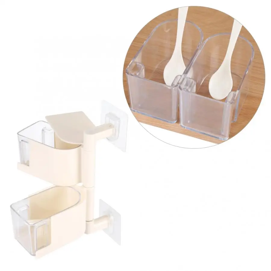 Food 2 Layers 360-Degree Rotating Spice Rack Salt Rack Seasoning Storage Box Condiment Set Spice Jars Container Cooking Tool