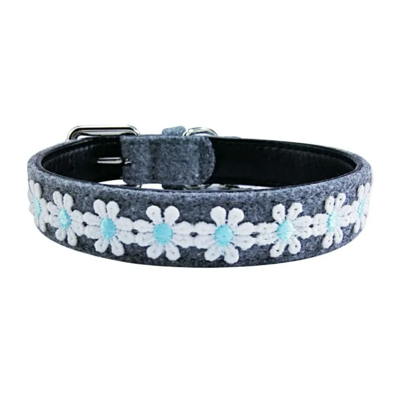 1 Pcs Pets Collar Dog PU Floral Soft Adjustable Buckled Necklace Dogs Supplies Puppy Collar Comfortable And Breathable Stylish