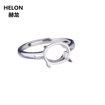 

925 Sterling Silver Women Engagement Wedding Ring 6x8mm 7x9mm 8x10mm Oval Cabochon Semi Mount Ring fit Amber Setting Wholesale