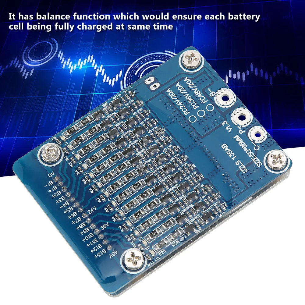 Плата защиты 13S 48V 20A Li-Ion Cell 18650 защита батареи BMS плата с функцией баланса панели защиты батареи