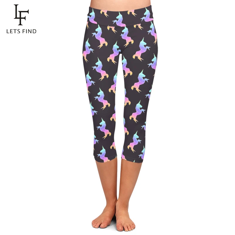 LETSFIND 2020 Summer Fashion Polygonal Unicorn Print Women Soft Mid-Calf Leggings High Waist Plus Size Fitness Capri Leggings LETSFIND 2020 Summer Fashion Polygonal Unicorn Print Women Soft Mid-Calf Leggings High Waist Plus Size Fitness Capri Leggings