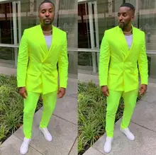 TPSAADE Green Mens Suit Jacket Pant Double Breasted Custom Made Formal Suits Wedding Tuxedos Business Men Wear (Jacket+Pants)