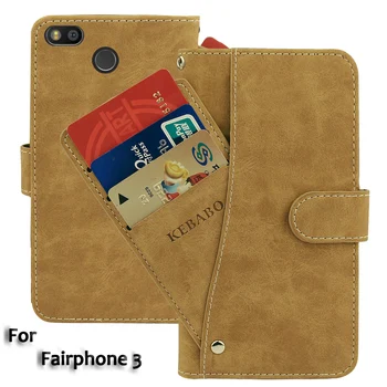 

Vintage Leather Wallet Fairphone 3 Case 5.65" Flip Luxury Card Slots Cover Magnet Stand Phone Protective Bags