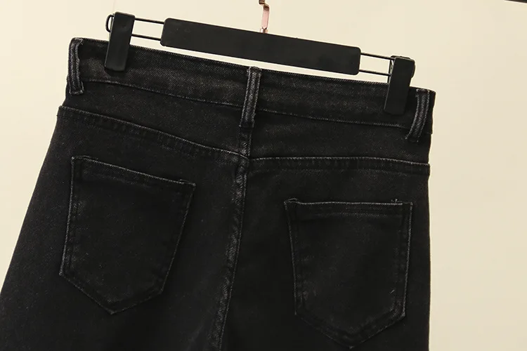 Blvyisla 4XL Plus Size Black Slim Stretch Jeans Female Elastic Pant Oversize Winter Trouses