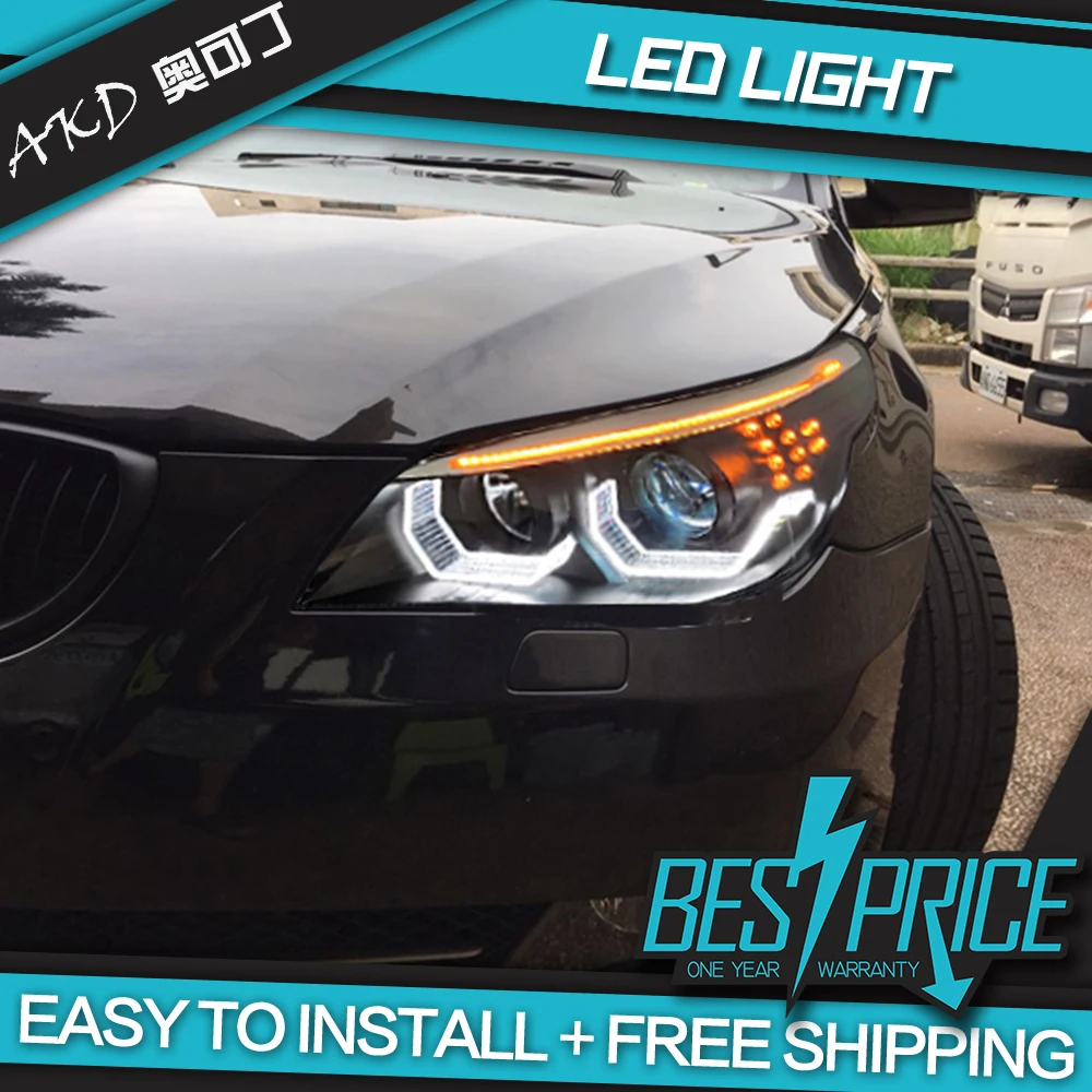 US $720.68 AKD Car Styling Head Lamp For BMW E60 Headlights 20032010 523i 530i Angel Eye LED Headlight DRL Hid Bi Xenon Auto Accessories