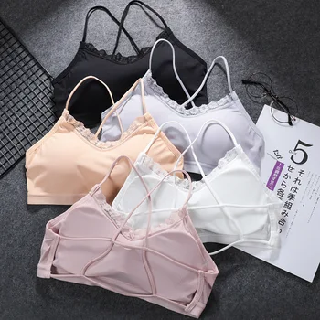 

New Ice Back Bra with Lace Thread Strap Women Seamless Women's Bra Beautiful Back Tube Top Chest Wrap