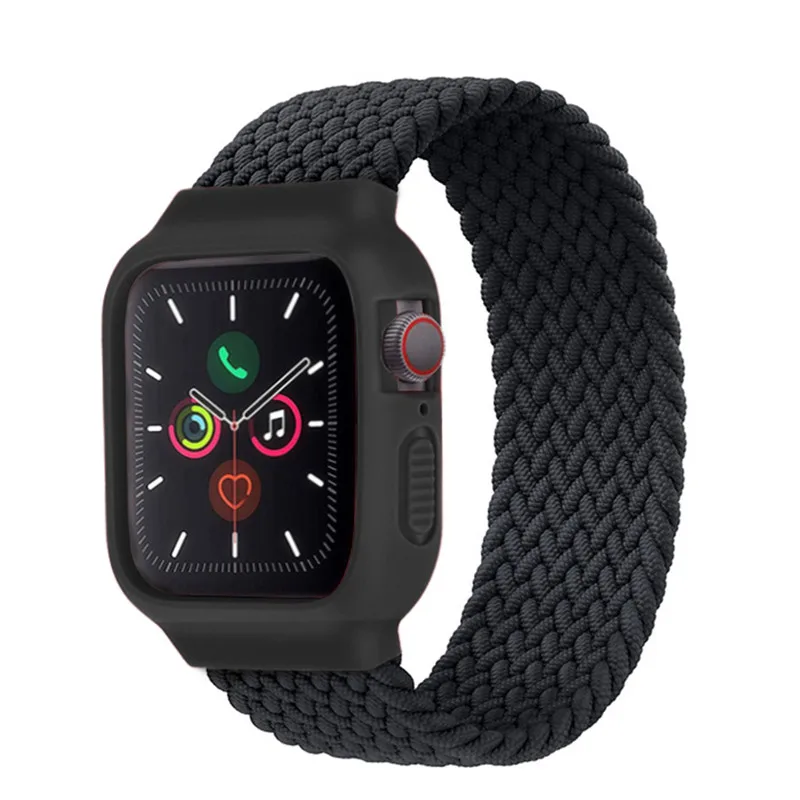 Чехол и ремешок для Apple Watch Band 44 мм 40 iWatch band 38 42 эластичный плетеный соло-браслет watch