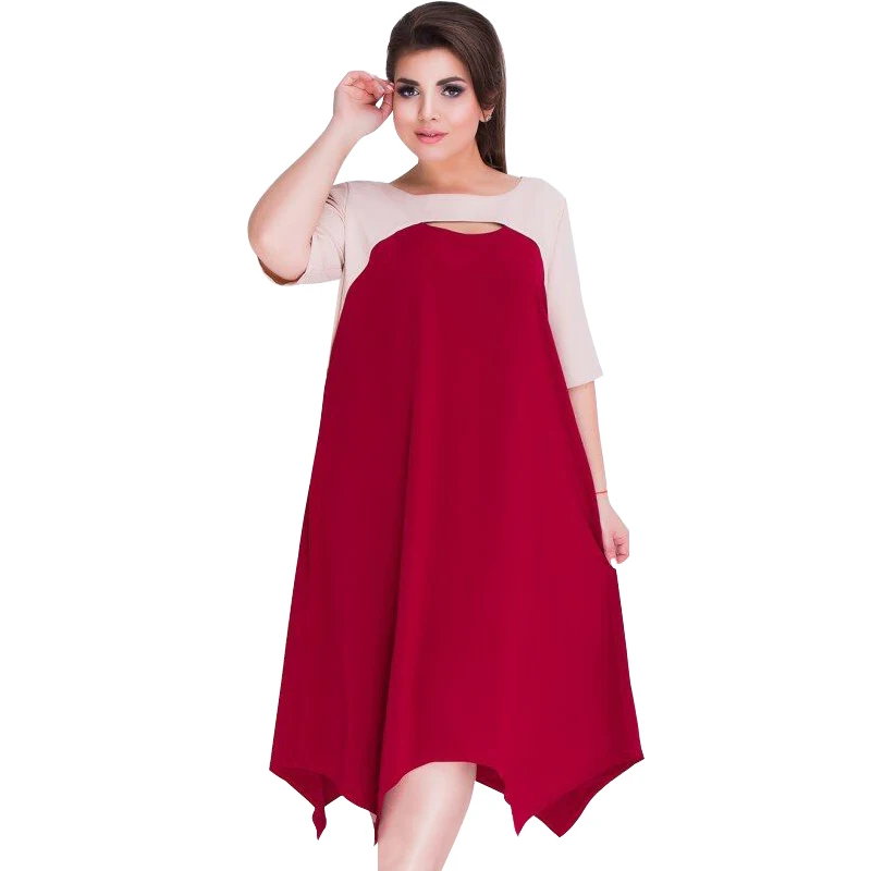 red2649 Женское платье большого размера, Сетчатое вечернее платье, 5XL 6XL, большие размеры, свободное летнее платье, повседневное черное пляжное платье для женщин vestidos - Цвет: red2649