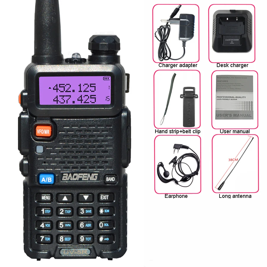 BaoFeng walkie talkie UV-5R two way cb radio upgrade version baofeng uv5r 128CH 5W VHF UHF 136-174Mhz & 400-520Mhz wireless walkie talkie Walkie Talkie