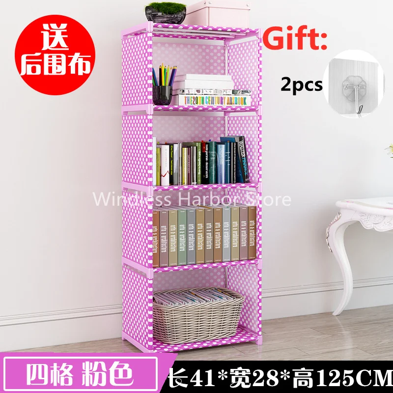 New bookshelf multi-layer simple shelf wrought iron floor table bookcase student children creative storage cabinet | Мебель