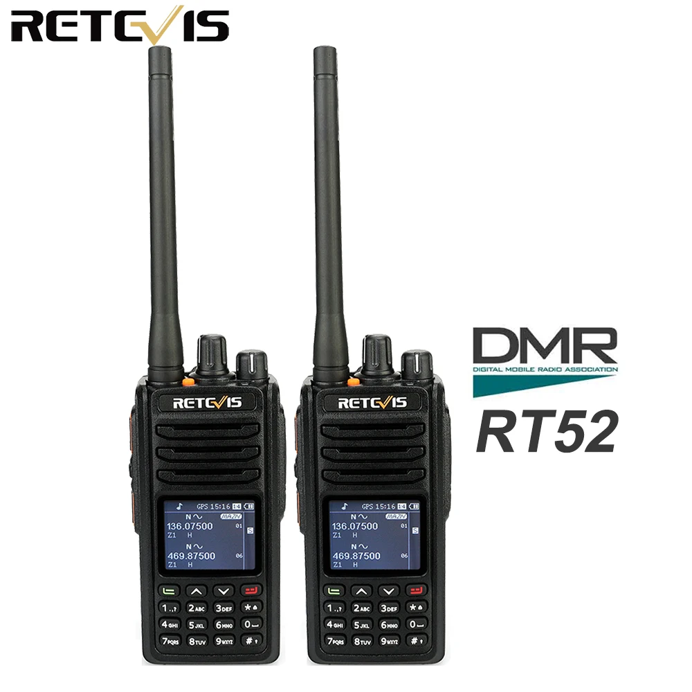 2 шт. Retevis RT52 Цифровой Dual Band gps DMR радио портативная рация VHF UHF PTT до 4000 Каналы